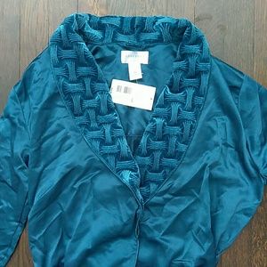 Cabernet sleepwear blue velvet long robe XS